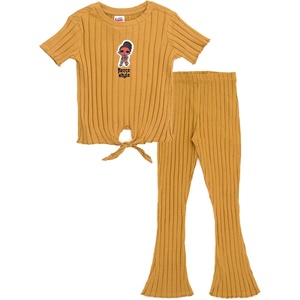 image:imageLOL Surprise Fierce Girls Rib Knit TShirt and Flare Pants Outfit Set Toddler to Big Kid Sizes 2T  1416Fierce  Coffee Brown