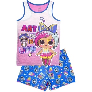 image:imageLOL Surprise Girls 2 Piece Pajama Set Short Sleeve Shirt and Shorts Set 100 PolyesterPinkblue