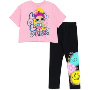 image:imageLOL Surprise Girls TShirt and Leggings Outfit Set Toddler to Big Kid Sizes 2T  1820Baby Pink  Black