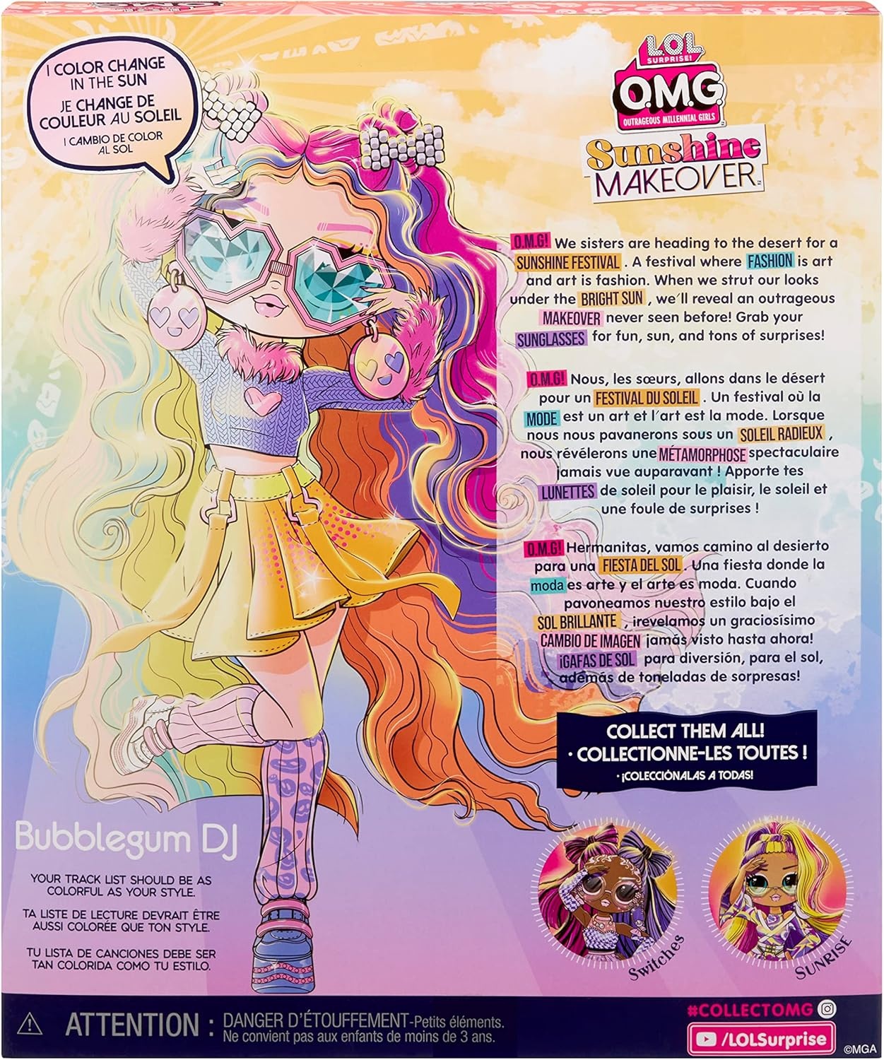 image:imageLOL Surprise OMG Sunshine Color Change Bubblegum DJ Fashion Doll with Color Changing Hair and Fashions and Multiple Surprises  Great Gift for Kids Ages 4Modern