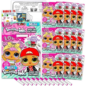 image:imageLOL Dolls Imagine Ink Coloring Book Set for Kids  12 Pack NoMess Magic Ink LOL OMG Coloring Books with Barn Bots Stickers and Door Hanger LOL Supplies Party Favors Bundle  No Mess Mini Magic Ink LOL Goodie Bags Stuffers Set  Bulk LOL Surprise Activity Book Party Supplies for Kids