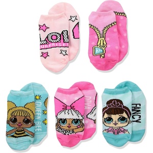 image:imageLOL Surprise Girls 5 Pack No Show SocksBlue AquaHot Pink