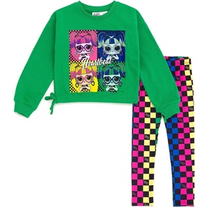 image:imageLOL Surprise Girls Fleece Sweatshirt and Leggings Outfit Set Little Kid to Big Kid Sizes 41820Green  Checked Design