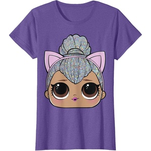 image:imageLOL Surprise Kitty Queen Big Face TShirtPurple Heather