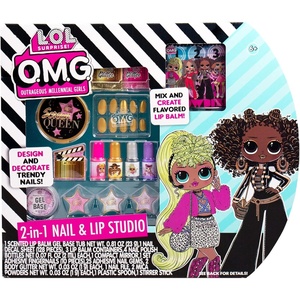image:imageLOL Surprise OMG 2in1 Lip amp Nail Studio by Horizon Group USA Double Feature Series DIY Beauty Kit for Kids Create 3 LOL Surprise Lip Balms Design amp Decorate Trendy Nail Art