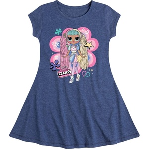 image:imageHYBRID APPAREL  LOL OMG Fashion Dolls  Candylicious Original  Toddler amp Youth Girls Fit amp Flare DressHeather Navy