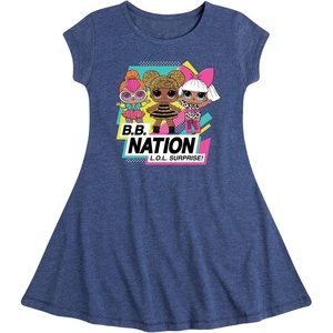 image:imageHYBRID APPAREL  LOL Surprise Dolls  BB Nation  Queen Bee Neon QT amp Deva  Toddler amp Youth Girls Fit amp Flare DressHeather Navy