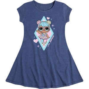 image:imageHYBRID APPAREL  LOL Surprise Dolls  Bon Bon Doll  Toddler amp Youth Girls Fit amp Flare DressHeather Navy