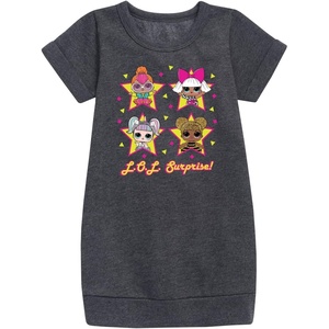 image:imageHYBRID APPAREL  LOL Surprise Dolls  Queen Bee Neon QT Deva amp Sugar  Toddler amp Youth Girls Fleece DressHeather Charcoal