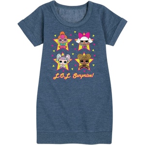 image:imageHYBRID APPAREL  LOL Surprise Dolls  Queen Bee Neon QT Deva amp Sugar  Toddler amp Youth Girls Fleece DressHeather Navy