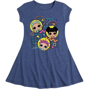 image:imageHYBRID APPAREL  LOL Surprise Dolls  Retro Style  Original Dolls  Toddler amp Youth Girls Fit amp Flare DressHeather Navy