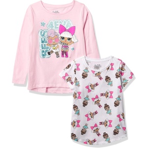 image:imageLOL Surprise Girls Lol Surprise 2piece Short Sleeve Tee amp Long Sleeve TShirt Bundle Set  Girls Sizes 416WhiteLight Pink